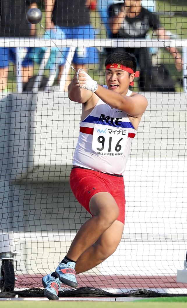 陸上男子ハンマー投げで3位になった三重の川合隆誠 ©読売新聞社