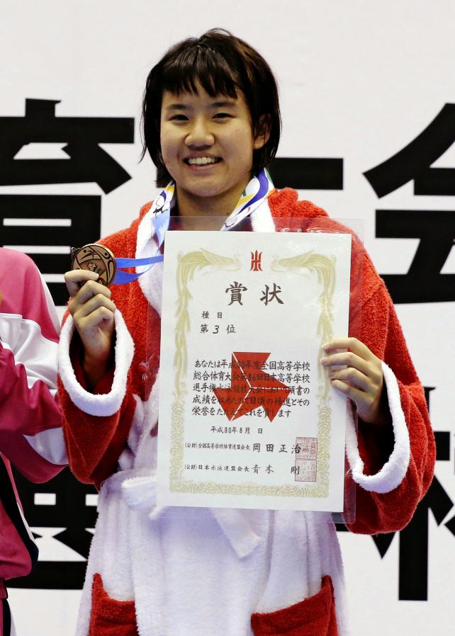女子50メートル自由形で3位になった豊川の土井香凜 ©読売新聞