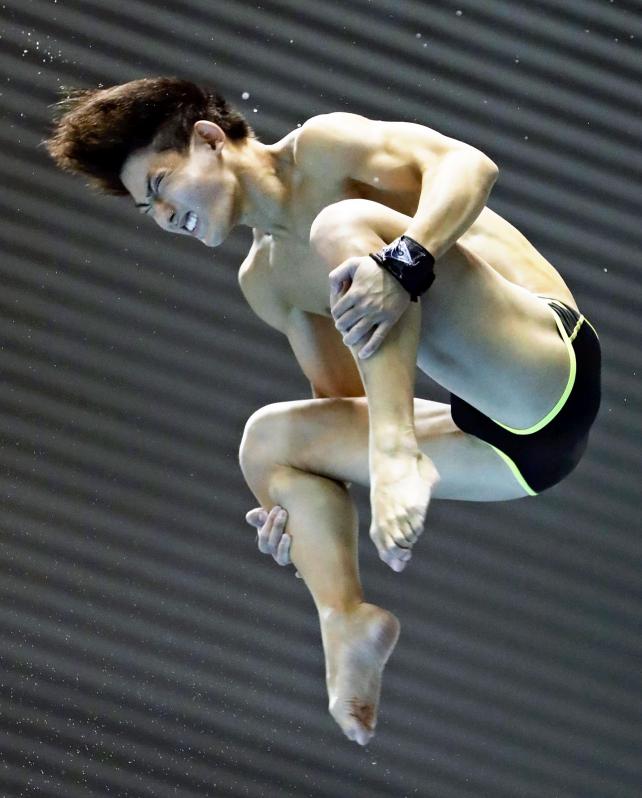 男子高飛び込みで準優勝した帝京の山田周汰 ©読売新聞社