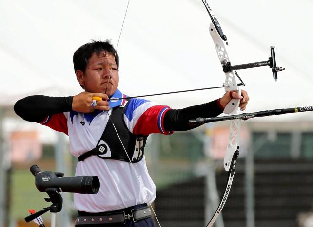 アーチェリー男子個人で優勝した愛産大三河の高井選手