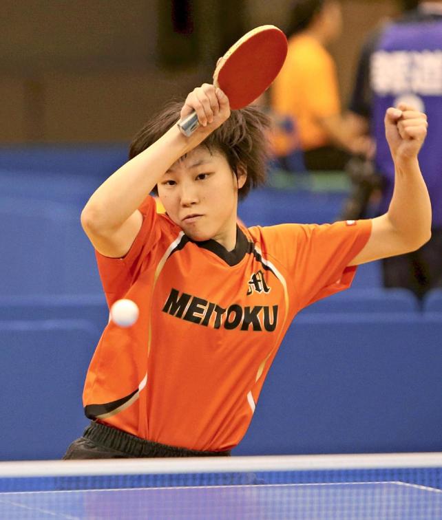 卓球女子シングルスで準優勝した明徳義塾の岡田選手