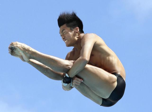 男子高飛び込みで4位になった帝京の遠藤選手