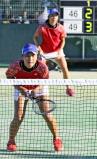 ソフトテニス女子個人、3回戦に臨む清水みなみ(手前)と中家瑞希ペア ©読売新聞社