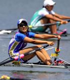 ボート女子シングルスカルで2位になった文京学院大女の郡磨璃 ©読売新聞社