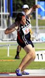 陸上女子砲丸投げで3位になった帯広農の西山藍那 ©読売新聞社