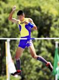 陸上男子棒高跳びで3位になった敦賀気比の宮川開成 ©読売新聞社