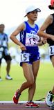 陸上女子5000メートル競歩で2位に入った東海大諏訪の落合早峰 ©読売新聞社