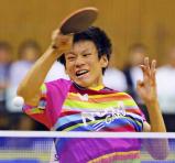 卓球男子シングルスで優勝した野田学園の戸上隼輔 ©読売新聞社