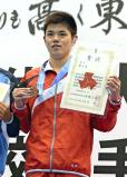 競泳男子200メートル個人メドレーで3位になった東福岡の藤原育大 ©読売新聞社
