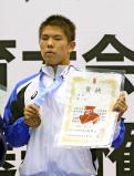 競泳男子100メートル背泳ぎで3位になった高崎の三浦玲央 ©読売新聞社