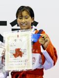 競泳女子100メートル背泳ぎで3位になった京都外大西の又木愛紗 ©読売新聞社