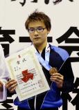 競泳男子200メートル自由形で3位になった太成学院大の簑田圭太 ©読売新聞社