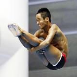 男子飛び板飛び込みで5位入賞した杵築の江藤真透 ©読売新聞社