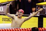 競泳男子1500メートル自由形で優勝した作新学院の遠藤光 ©読売新聞社