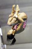 女子板飛び込みで4位入賞した生光学園の森岡さくら ©読売新聞社
