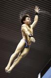 男子高飛び込みで優勝した桃山学院の西田玲雄 ©読売新聞社