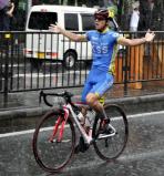 男子ロードレースを制した倉吉総合産の美甘選手