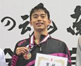 3位に入り、喜びの直江津中教校の矢沢選手