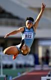陸上男子走り幅跳びで優勝した東海大静岡翔洋・北川凱選手（２９日、福井市で）＝杉本昌大撮影