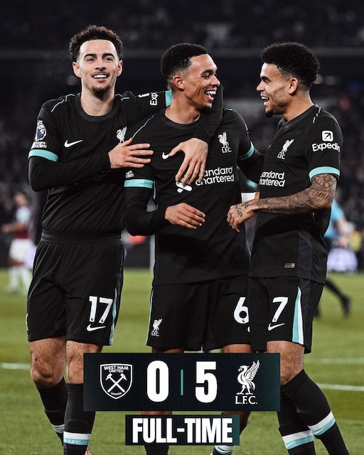 絶好調リヴァプールがウェストハムを圧倒！公式戦はわずか1敗で2025年へ