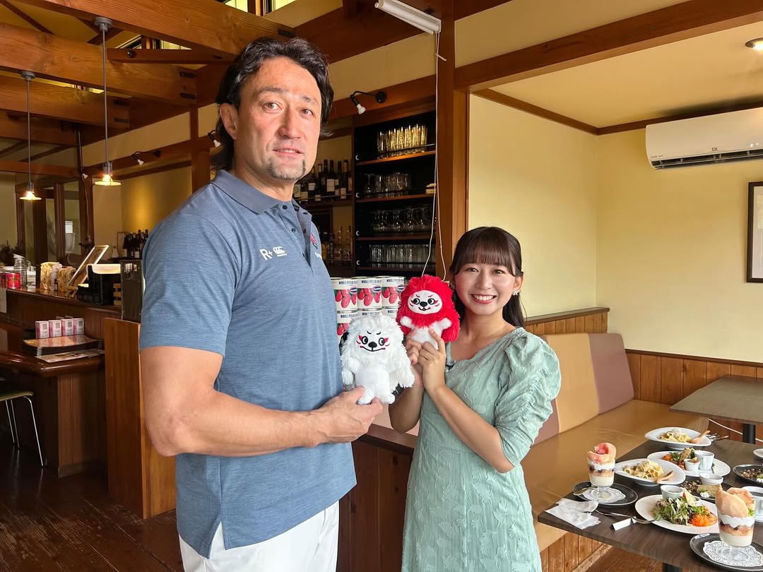 「身長差36cm」福島中央テレビアナウンサー・今野花織、ラグビー元日本代表の大野均とツーショット！