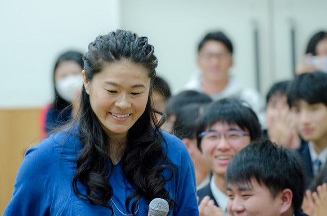 受験生ねばり勝ちイベント『カスピ海ヨーグルト 合格応援式』に登壇した澤穂希（2016年11月17日）撮影：五味渕秀行