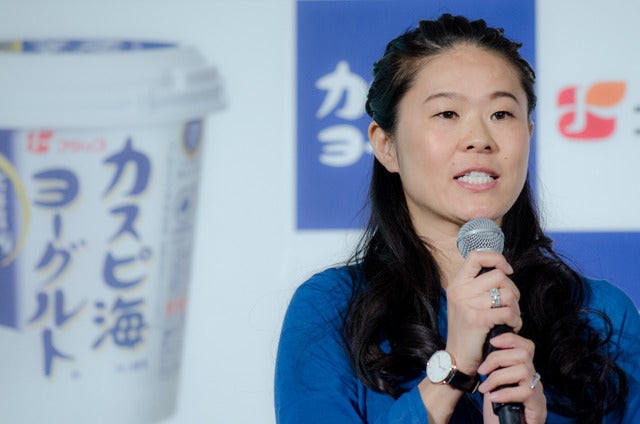 受験生ねばり勝ちイベント『カスピ海ヨーグルト 合格応援式』に登壇した澤穂希（2016年11月17日）撮影：五味渕秀行