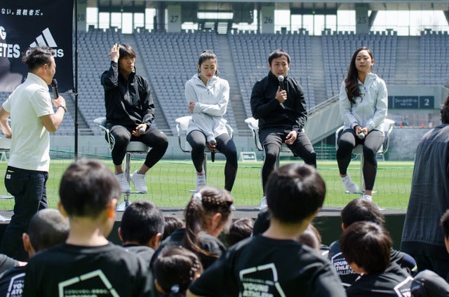 アディダスが『YOUNG ATHLETES CHALLENGE』を開催。トップアスリートがトークショー（2017年4月3日）撮影：五味渕秀行