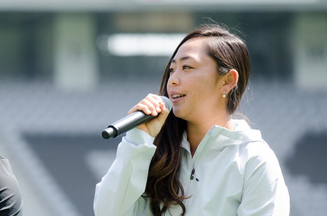 アディダスの『YOUNG ATHLETES CHALLENGE』に登壇した穂積絵莉（2017年4月3日）撮影：五味渕秀行