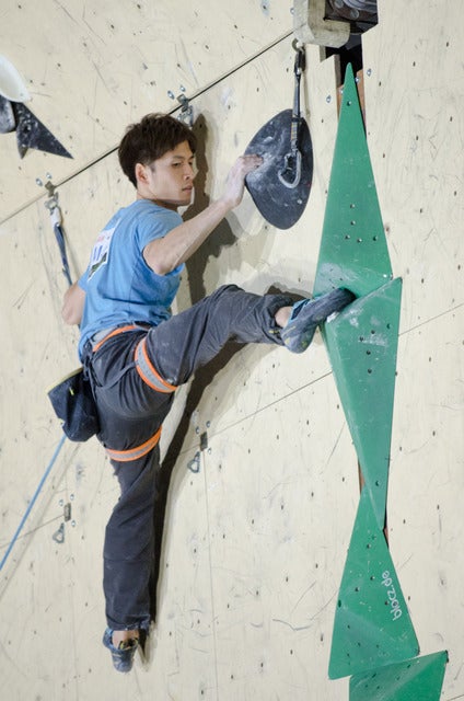 スポーツクライミング日本選手権リード競技大会2017、男子で優勝した中野稔（2017年3月5日）撮影：五味渕秀行
