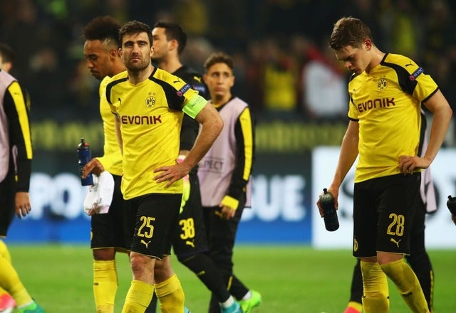 モナコに敗れたドルトムント（2017年4月12日）(c) Getty Images