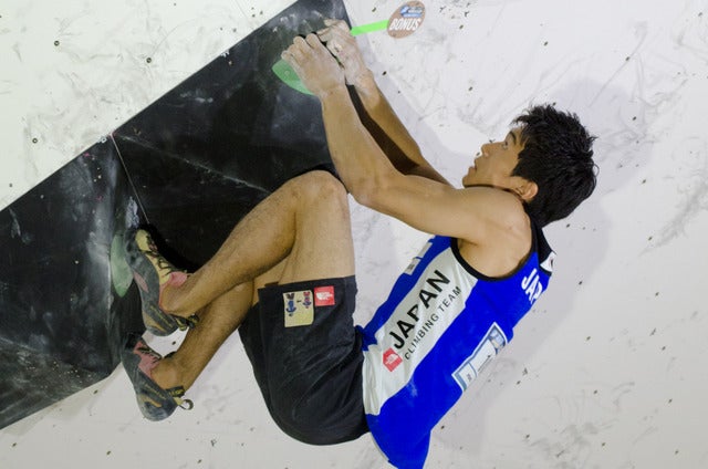 ボルダリングW杯八王子大会に出場した杉本怜（2017年5月7日）撮影：五味渕秀行
