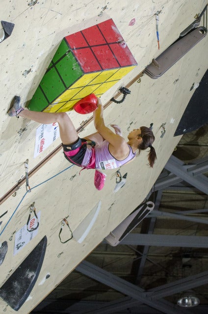 スポーツクライミング日本選手権リード競技大会2017、女子で優勝した野口啓代（2017年3月5日）撮影：五味渕秀行