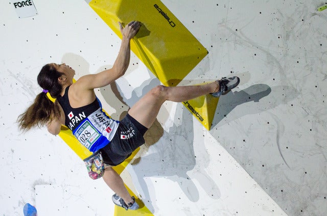 ップ八王子大会、決勝の課題に挑む野中生萌（2017年5月7日）撮影：五味渕秀行