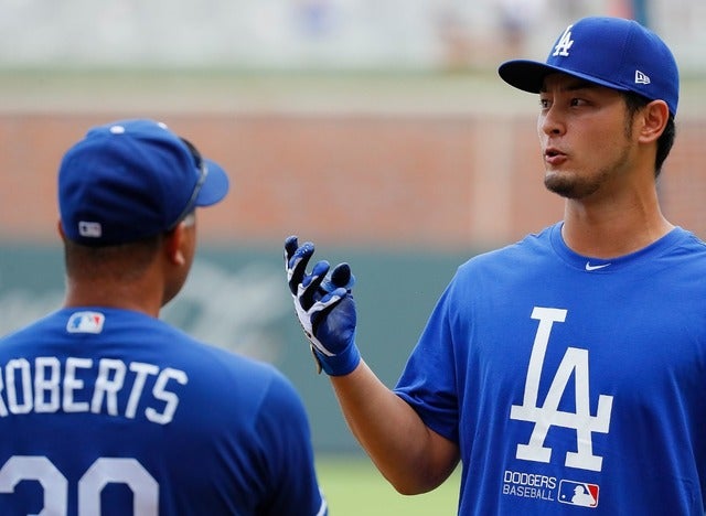 ドジャースに移籍したダルビッシュ有（2017年8月2日）(c) Getty Images
