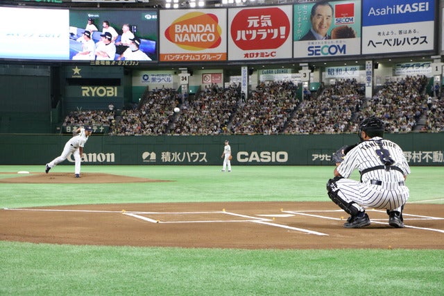 桑田がショート？侍ジャパン稲葉監督がピッチャー？…珍采配続出のサントリードリームマッチ撮影：山本有莉