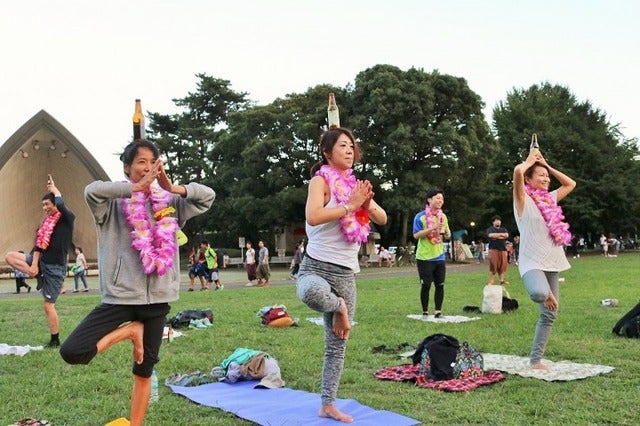 ベルマーレビールを飲みながら行うヨガ「ビールヨガ」開催