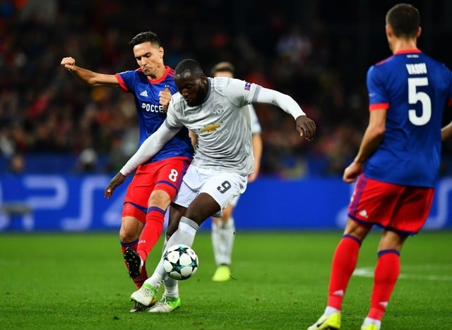 2ゴールを挙げたマンチェスタ－・ユナイテッドのロメル・ルカク（2017年9月27日）（c）Getty Images