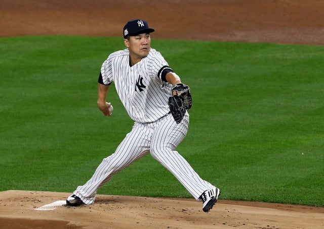 7回無失点の好投を見せた田中将大(2017年10月8日)(c) Getty Images