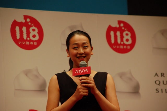 「いい泡の日」PRイベントに登壇した浅田真央さん（2017年11月8日）撮影：北川雄太
