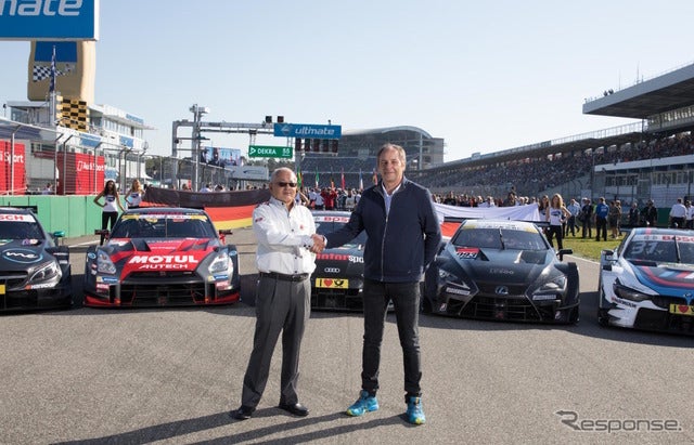 坂東代表とG.ベルガー氏（10月のDTM最終戦にて）。《写真提供 DTM / ITR》