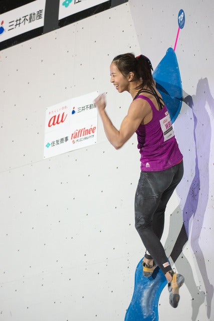 第13回ボルダリングジャパンカップで優勝した野口啓代（2018年2月4日）撮影：五味渕秀行