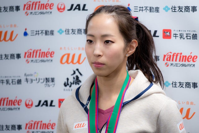 第13回ボルダリングジャパンカップで優勝した野口啓代（2018年2月4日）撮影：五味渕秀行