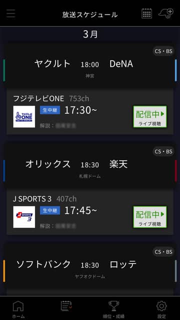 プロ野球全12球団の公式戦をJ:COMが全試合生中継