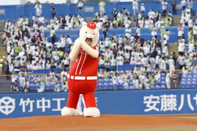 交流戦史上初の着ぐるみ始球式!ひょっこりはんがノーバン投球