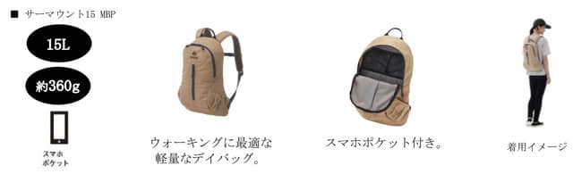 シンプルな構造で普段使いもできるトレッキングバッグ「サーマウント」発売