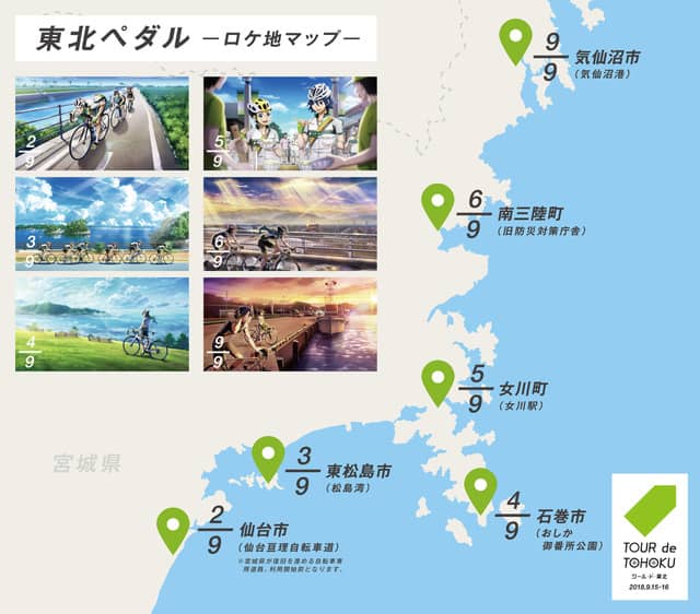 弱虫ペダルの登場人物が「ツール・ド・東北」に参戦！？スペシャルグラフィックを駅に掲出