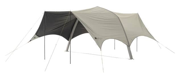 空気を入れるだけで組み立てられるテント&タープ「グランベーシック エアマジック」発売