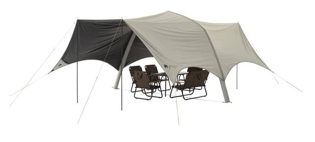 空気を入れるだけで組み立てられるテント&タープ「グランベーシック エアマジック」発売