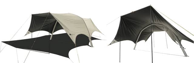 空気を入れるだけで組み立てられるテント&タープ「グランベーシック エアマジック」発売